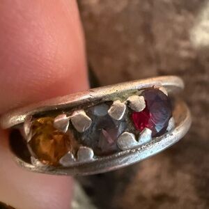 Vintage birthstone ring real stones. Sterling silver
